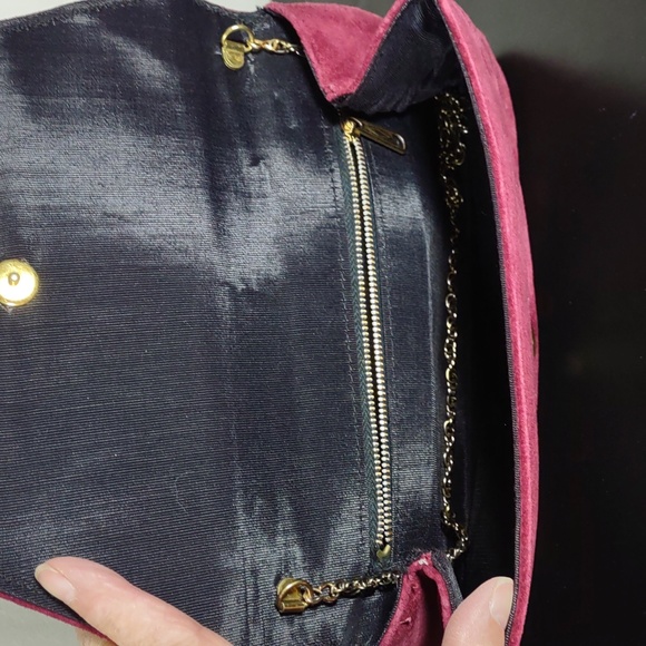 Vintage Burgundy Suede Convertible Clutch Bag - Picture 4 of 4